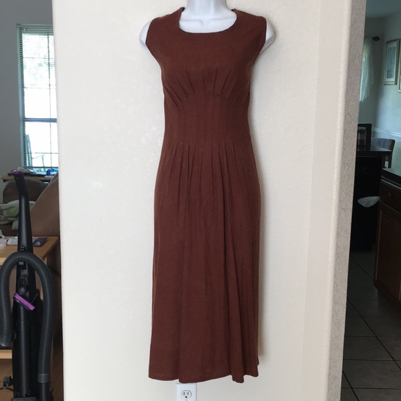 Vintage Dresses & Skirts - Vintage linen pleated bodice maxi dress